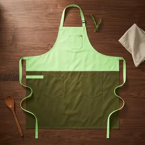Delantal Verde de Lona Resistente, sin Mangas, Estilo Clásico con Bolsillos, Lavable a Máquina, para Cocinar y Uso Diario - Product Image 1