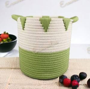 Creative Hands Wicker Laundry <b>Basket</b> with Jute Rope Handles Rope Woven Storage <b>Basket</b> <b>for</b> Toys and Cotton Storage <b>Basket</b> - Product Image 1