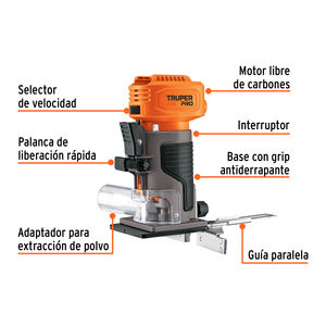 เราเตอร์1/4 'ไม่มีอุปกรณ์เสริม truper Pro - Product Image 3