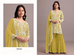 Fournisseur en gros indien Ensemble de costumes Salwar Kameez en tissu Georgette pour femmes pour les fêtes Meilleurs prix - Product Image 5