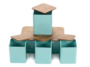 Metal Bread Box Bin Container Set of 4 Bread Bin Tea Coffee <b>Sugar</b> Tin Canister Set for Home Kitchen - Product Image 5