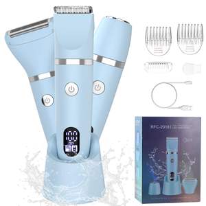 Rasoir électrique pour femmes avec double lame, tondeuse corporelle humide/sèche pour le visage, les aisselles, les jambes, les bras et la zone du bikini, étanche, écran LCD - Product Image 1