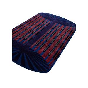 Tapis en laine et viscose bleu, tufté à la main, motif géométrique traditionnel chinois, Jaipur Wunderkammer, pour la maison et le couloir - Top-112 10mm - Product Image 2