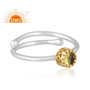 Anillo ajustable de piedras preciosas de peridoto natural de plata de ley fina de último diseño, fabricante de joyas - Product Image 3