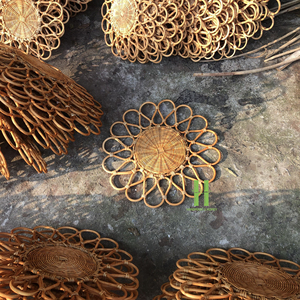Hot Sale Round Rattan <b>Placemats</b> <b>Wicker</b> Charger Plates Boho Table Centerpiece Decoration Handmade OEM From Vietnam Factory - Product Image 1