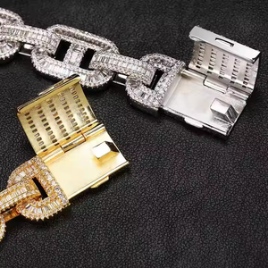 4.5MM MOISSANITE HIP HOP BRACELET <b>for</b> <b>MEN</b> ICED Out STYLE HIGH SHINE GIFT JEWELRY in GOLD <b>for</b> EVERYDAY or SPECIAL OCCASION - Product Image 2