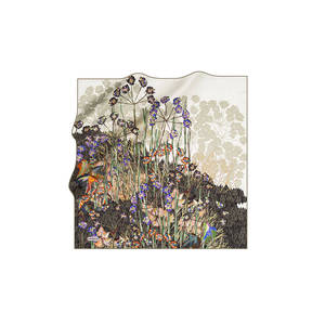 Pañuelo Cuadrado de Algodón Beige con Estampado Floral y de Lazos para Fiesta - Product Image 1