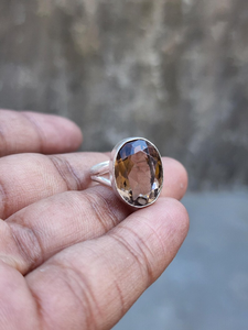 Anillo de piedras preciosas de cristal de cuarzo ahumado Natural a granel al por mayor, anillo de Plata de Ley 925, piedra tallada facetada, regalo de cumpleaños - Product Image 4