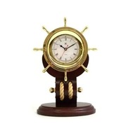 Reloj de Pared Náutico de Latón Macizo Hecho a Mano, Reloj Analógico de Cuarzo con Funcionamiento a Batería, Diseño Art Deco Silencioso, Geométrico Abstracto para Bodas