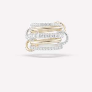 Bague connectée en or massif 18 carats à maillons multiples personnalisée Bague en diamant Moissanite imbriquée Bague de déclaration d'éternité Cadeau pour maman - Product Image 1