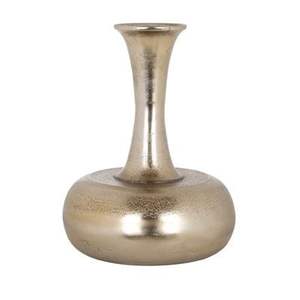 Florero de Metal de flor de decoración de mesa de sala de estar pulido de oro antiguo florero de Metal tradicional - Product Image 1