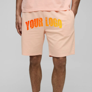OEM/ODM Short pour homme 100% coton avec logo brodé personnalisé en jersey de coton lourd Short hip hop tendance et surdimensionné avec poches latérales - Product Image 1