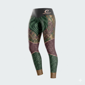 Ostriya Women's High Waist Full Length <b>Leggings</b> Sublimation Print Stretch Knitted Sporty All Seasons Green Purple <b>Gold</b> Pattern - Product Image 1