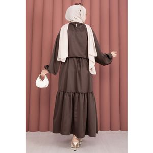 Conjunto de 2 Piezas de Satén con Falda Estampada Color Café, Estilo Formal, Top Deportivo de Mezclilla y Pantalones para Primavera/Verano, Talla XS - Product Image 5