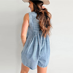 Moda Casual tejido Jeans mameluco hasta la rodilla aspecto elegante 100% algodón transpirable para venta en línea - Product Image 4