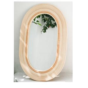Bois fait à la main et Vintage Antique rotin osier tenture murale décor miroirs muraux pour salon décor à la maison - Product Image 1