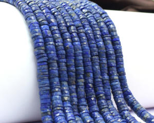 Perles de pierres précieuses en Lapis Lazuli faites à la main en forme de Heishi brins coupés à facettes pour les composants et les résultats de bijoux - Product Image 2