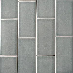 Azulejo de cerámica craquelado verde niebla 3x6 hecho a mano azulejos de techo con acabado brillante para pared para Baño - Product Image 1