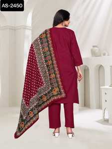 Readymade traditionnel ethnique indien pakistanais Kurti et Dupatta ensemble Georgette avec paillettes broderie travail point complet costume de fête - Product Image 6