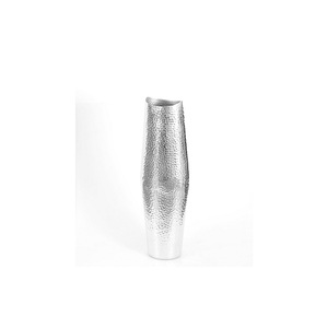 Jarrón de flores de diseño de flores de latón de color plateado martillado de acero inoxidable de calidad superior para decoración de fiestas interiores del hogar - Product Image 2