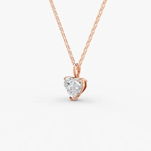 Pendentif solitaire classique en forme de cœur avec diamant de laboratoire taillé en cœur de 0,68 carat, qualité EF-VVS2, en or massif 14 carats, bijou très demandé - Product Image 3