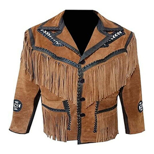 American Style Cowboy <b>Western</b> <b>Jacket</b> Leather <b>Jacket</b> with Beads Hand Crafted <b>Jackets</b> for Men - Product Image 3
