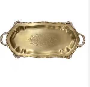 Plateau de service de thé de collation fini doré au look antique 2025 pour le restaurant et le bar de l'hôtel - Product Image 1