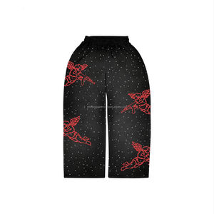 ชุดจ็อกเกอร์ผู้ชายแบบหลวมประดับเพชรเทียม 2 ชิ้น สไตล์สตรีทแวร์ ชุดวอร์มซิปพร้อมลายพิมพ์เพชรเทียมสำหรับฤดูหนาว - Product Image 4