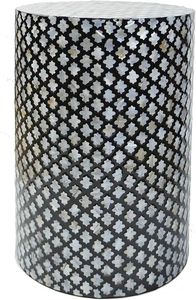 Table basse haut de gamme personnalisée table d'appoint transitionnelle en incrustation d'os taillé à la main tabouret rond en bois noir et blanc pour le salon - Product Image 3