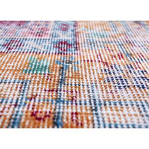 Alfombra de Lana Anudada a Mano de Estilo Vintage, Diseño Rectangular Abstracto con Medallón Rojo Naranja para Sala de Estar, Modelo Pae-2001 - Product Image 3