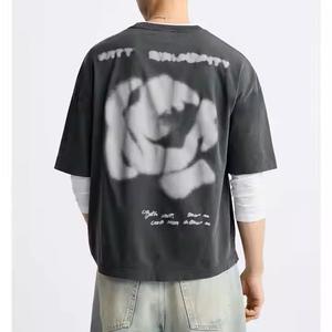 Vente en gros de t-shirts épais personnalisés DTG Print Tee shirt 100% coton Plus Size T-shirt homme 305 GSM T-shirts vierges surdimensionnés - Product Image 6