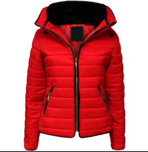 Gran cuello personalizado moda invierno cuero burbuja abrigo mujer cremallera impermeable acolchado rojo Puffer chaquetas de mujer - Product Image 2
