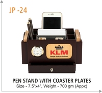 Support de stylo de téléphone d'horloge de Table, support de stylo en bois de bureau