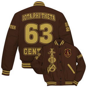 Iota Phi Theta Fraternity Greek Life 1963 Varsity Jacket Brown Gold Letterman Apparel Premium Collegiate Outerwear - Product Image 6