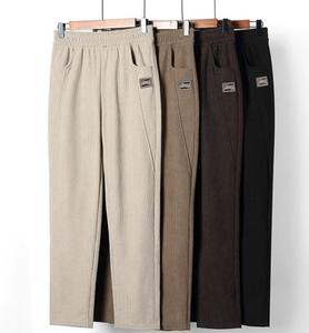 Women's High Elastic Waist Casual <b>Plus</b> <b>Size</b> Loose <b>Trousers</b> Solid Corduroy Strip Spring Autumn Straight Flat Breathable - Product Image 2