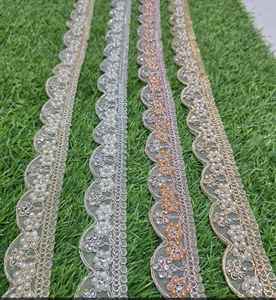 Tissu en dentelle africaine perlée de qualité supérieure, motif floral écologique, vêtements de mariée, luxe, lourd, perlé de cristaux, designers de mode - Product Image 3