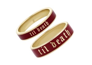 แหวนสัญญารูปเชอร์รี่มอคค่าเคลือบ Til Death Dainty Silver แหวนหมั้นแบบคลาสสิกของขวัญครบรอบปีที่ซ้อนกัน - Product Image 2