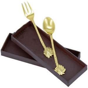 Juego de servicio de ensalada Premium de latón metálico, aspecto atractivo, artículos de cena de boda, cuchara, tenedor, juego de cubiertos, fabricante de calidad sólida - Product Image 2