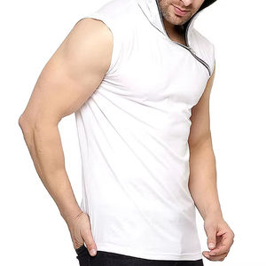 Nouveau design – Sweat à capuche sans manches pour homme en tissu éponge 100 % coton, impression personnalisée, séchage rapide, style streetwear estival, uni, pour l'extérieur - Product Image 5