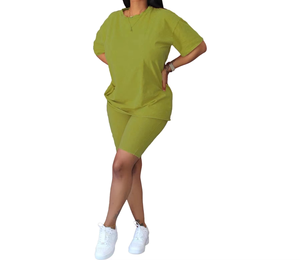 Ensemble 2 pièces haut de gamme pour femme : pull demi-zippé et pantalon droit en toile, respirant, idéal pour l'été et les tenues décontractées - Product Image 2