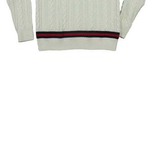 Men's Multi Cable Knit V-Neck Cricket Pullover Sweater Wholesale Price Breathable Wool Winter Wear Striped <b>Cardigan</b> Sweaters - Product Image 3