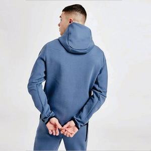 OEM Diseño 69% Algodón 31% Poliéster Azul Hombres Tech Fleece Chándal Cremallera completa Sudadera con capucha Joggers Pantalones de chándal Chándal - Product Image 4