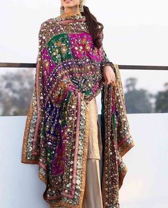 Nuevo diseño de lujo indio Banjara chales antiguo hecho a mano 100% seda pesado espejo trabajo bordado mujeres étnico largo todas las estaciones - Product Image 5