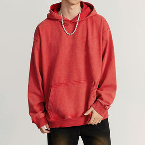 2025 sudaderas con capucha desgastadas lavadas con piedra ácida desteñida al Sol Rojo de alta calidad para hombres Casual Vintage 100% algodón básico mezclado - Product Image 5
