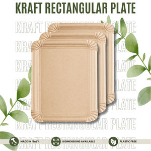Assiette en carton kraft rectangulaire jetable écologique personnalisable fabriquée en Italie, différentes tailles, prête à être expédiée - Product Image 2