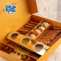 Boîte d'emballage à emporter en papier écologique personnalisée avec poignée pour churros, frites, sauces, gâteaux, donuts, sushis, brownies, biscuits