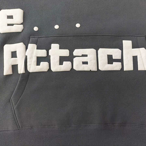 Custom 400 500 Gsm Distressed Embroidery Puff Print Graphic LOGO Streetwear Acid Wash Heavyweight Cotton Hoody Sweatshirt Hoodie - Product Image 3