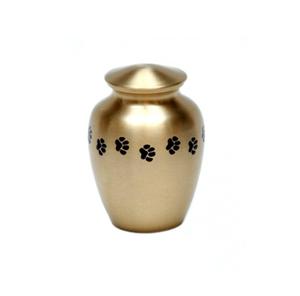 Golden Finished Brass <b>Pet</b> Cremation <b>Urn</b> Paw Print Design Best Selling Cremation <b>Pet</b> <b>Urn</b> for Burial Ashes - Product Image 2