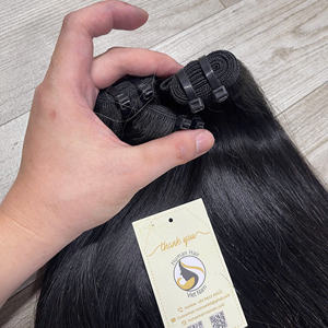 Usine en gros génie trame droite doux vietnamien Remy Extensions de cheveux dentelle et trame Double extrémités dessinées cheveux humains vierges - Product Image 2