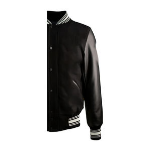 แจ็คเก็ตหนังแท้แบบวาร์ซิตี้ ผลิตจากโรงงาน ขายส่ง รับผลิตตามแบบ OEM ระบายอากาศ กันลม คุณภาพสูง สำหรับผู้ชาย ปักลายด้านหน้า - Product Image 5